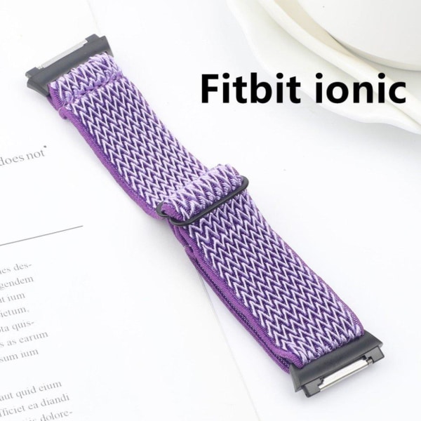 Fitbit Ionic urrem i nylon med bølgemønster - Lilla Purple