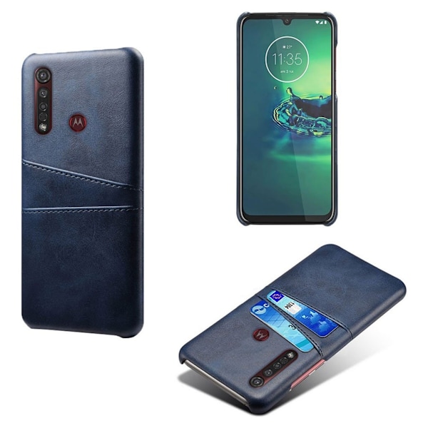 Dual Card cover – Motorola Moto G8 Plus – Mørkeblå Blue