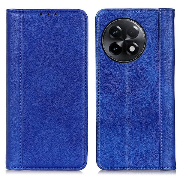 OnePlus 11R / OnePlus Ace 2 ægte læderetui med magnetisk lukning - Blå Blue