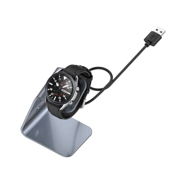 Aluminum USB opladerstation til Samsung watch device - grå Silver grey