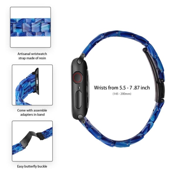 Apple Watch SE 2022 (40 mm) urrem med 3 perler i resin med klart cover - Lyseblå Blue