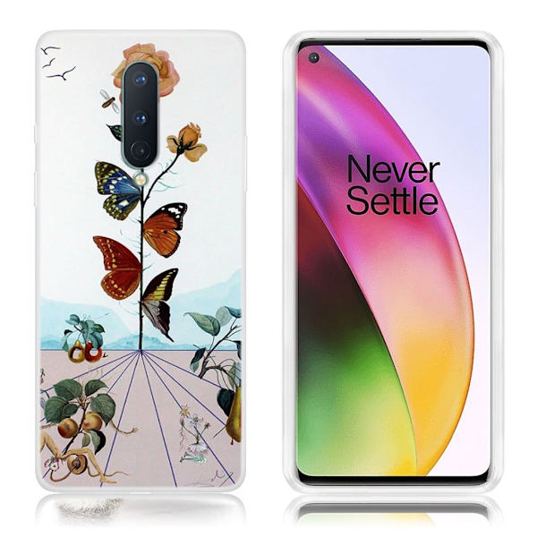 Deco OnePlus 8 deksel - Blomst og sommerfugler Multicolor