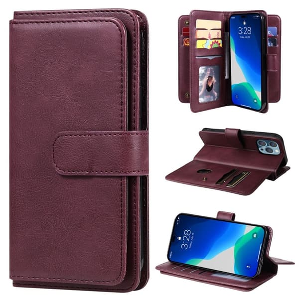 iPhone 15 Pro etui med pung & 10 kortpladser – Rød Red