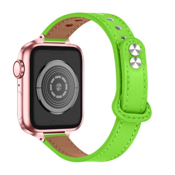 Klockarmband i äkta nötläder för Apple Watch Series 8 (41mm) - Fluorescerande Grön Grön