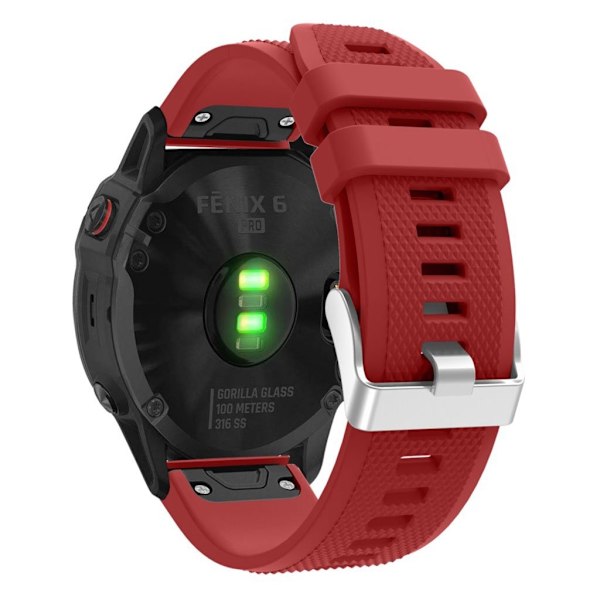 Garmin Fenix 6 Stilfuldt silikone Urrem - Rød Red