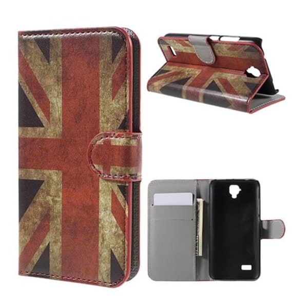 Moberg Huawei Y5 Y560 Kotelo Korttitaskuilla - Vanhanaikainen Britannian Lippu Multicolor