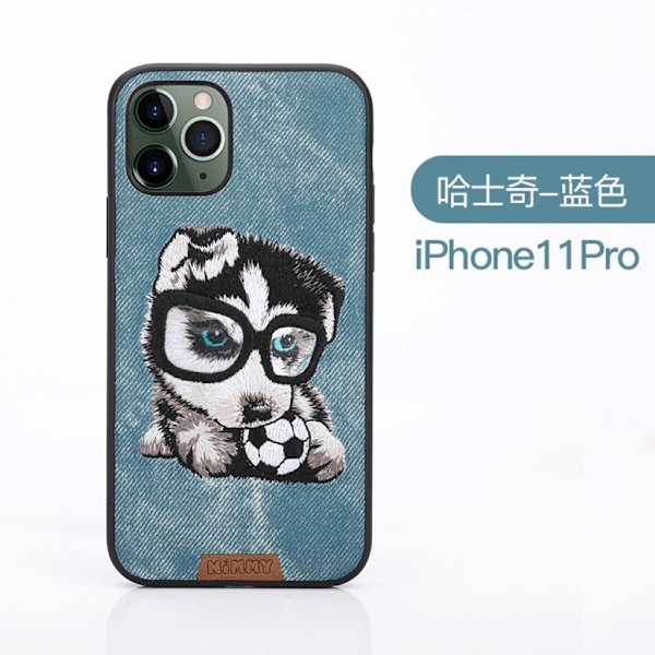 Nimmy sødt kæledyr iPhone 11 Pro broderet cover - Blå Blue