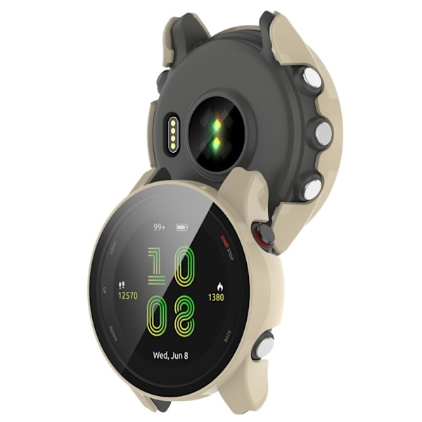 Garmin Forerunner 255S cover with tempered glass screen protector - Ivory White Vit