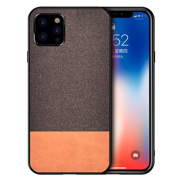 Splejsning af kludtekstur Bumpresistent og fleksibel og vegansk læder Combo Case iPhone 12 Pro Max 6.7 tommer - Brun Brown