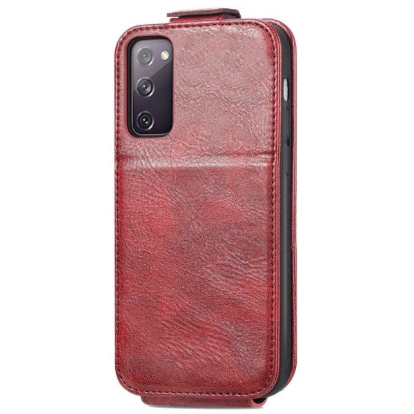 Vertical Flip Phone Etui med Zipper til Samsung Galaxy S20 FE 20 Red