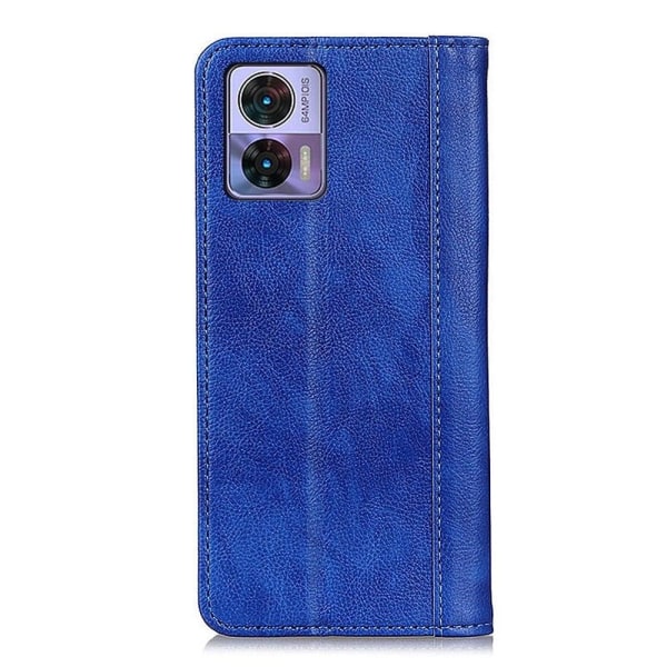 Äkta läder Motorola Edge 30 Neo fodral med magnetisk stängning Blå