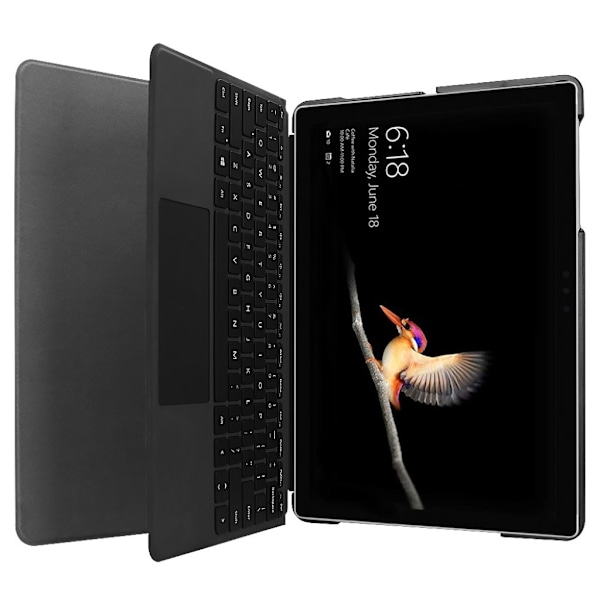 Microsoft Surface Go 10 beskyttelsesetui i kunstlæder med stativ - Sort Black