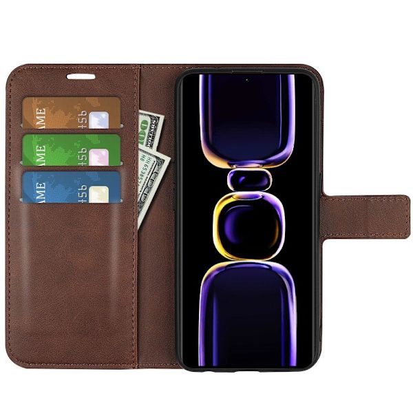 Lompakko Nahkakotelo For Xiaomi Redmi K60 / K60 Pro - Ruskea Brown