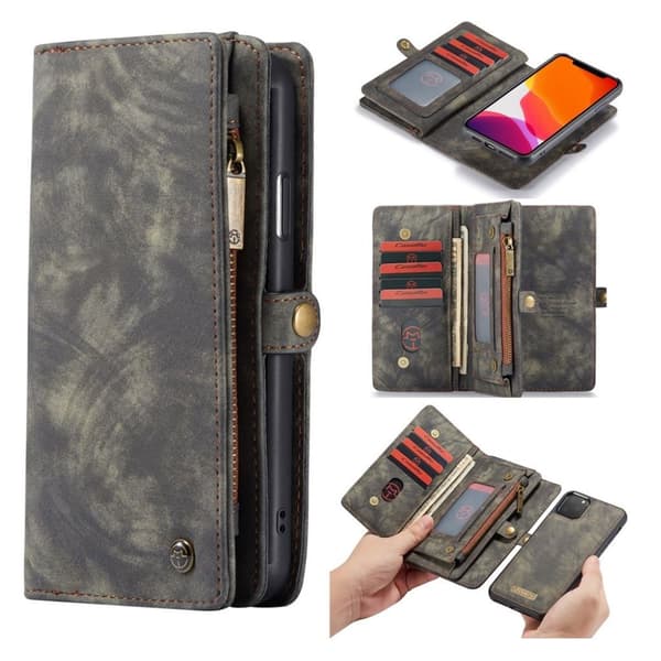CaseMe iPhone 11 Pro Max Zipper Wallet Etui - Grå Silver grey