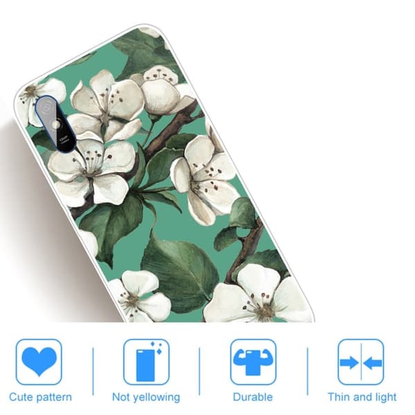 Deco Xiaomi Redmi 9A Etui - Hvit Blomst Green