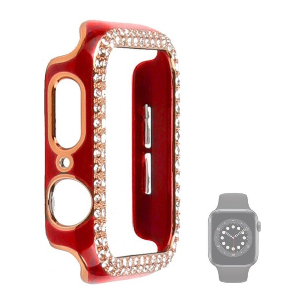 Apple Watch 44mm dual color rhinestone cover - Red / Rose Gold R Röd