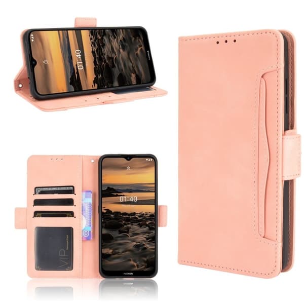 Modern-styled Lær Lommebok Etui til Nokia 1.4 - Rosa Pink