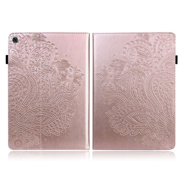 Lenovo Tab M10 FHD Plus flower imprint leather case - Rose Gold Rosa