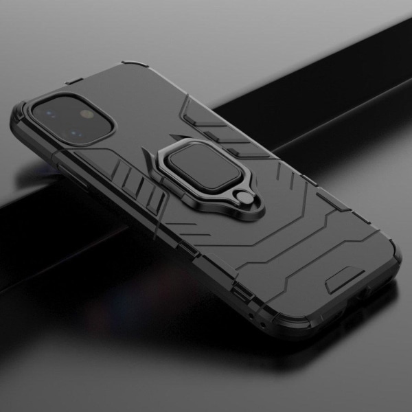 Stødsikker og fleksibel kombination af fingerring og kickstand til mobiltelefon Cover Case iPhone 11 6.1 inch (2019) - Sort Black