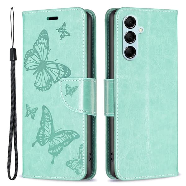 Butterfly Samsung Galaxy M14 Läppäkotelo - Vihreä Green