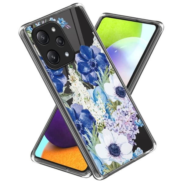 Deco Xiaomi Redmi 12 / Xiaomi Poco M6 Pro skal - Blommor Blå