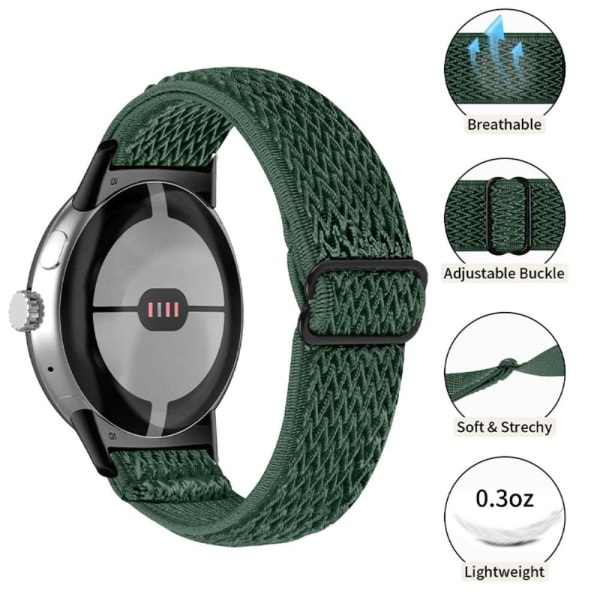 Elastic woven style watch strap for Google Pixel Watch with blac Grön