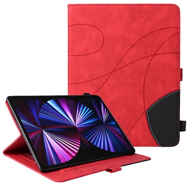 KT Leather Series-1 Dual-Color Splicing Magnetic Clasp Closure Leather Tablet Case Stand Cover with Card Slots iPad Pro 12.9 (2022) / (2021) / (2020) Red