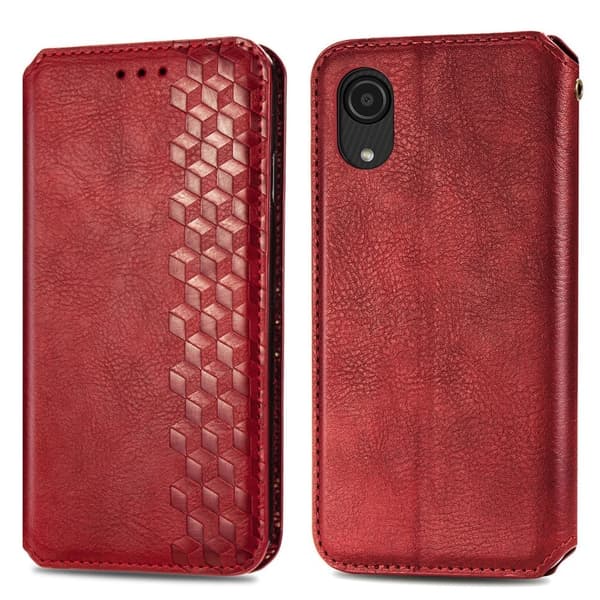 Nahkakotelo With A Stylish Rhombus Imprint For Samsung Galaxy A03 Core - Punainen Red