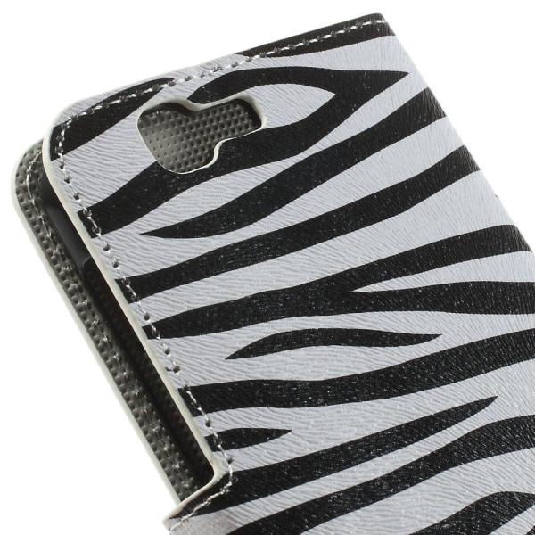 Moberg Huawei Ascend G7 Læder Flip Etui - Zebrastribet Multicolor