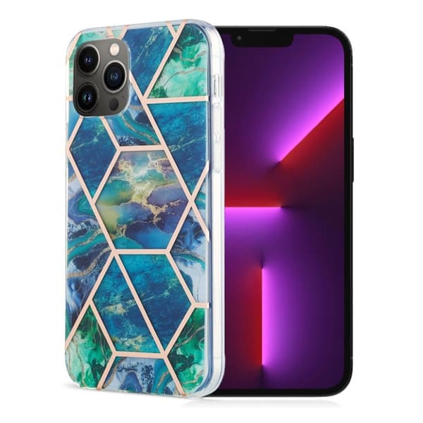 Marble iPhone 13 Pro Etui - Blå / Grønn Multicolor