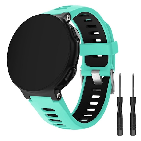 Garmin Forerunner 735XT / 220 / 230 / 235 / 620 / 630 silikone Urrem - Cyan / Sort Green
