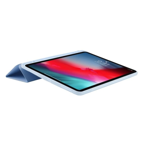 iPad Pro 12.9 (2022) / (2021) / (2020) Skin-touch vegansk læderetui Fuld beskyttelse Tri-fold Stand Tablet Cover med Auto Wake / Sleep Cover og Pen Sl Blue