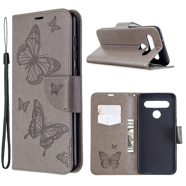 Butterfly läder LG K61 fodral - Silver/Grå Silvergrå