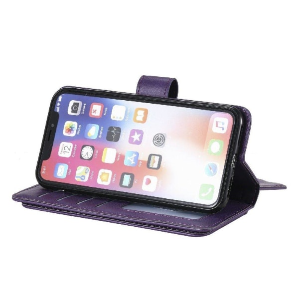 iPhone Xs / iPhone X etui med pung & 10 kortpladser – Lilla Purple
