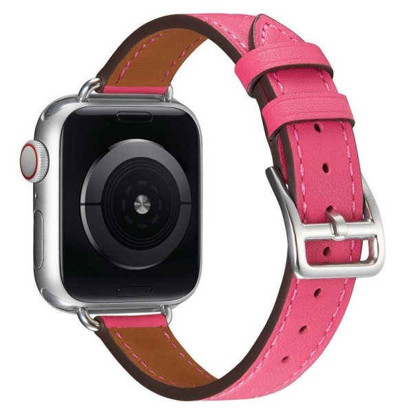 Apple Watch 42mm - 44mm enkel læderurrem - Rose Pink