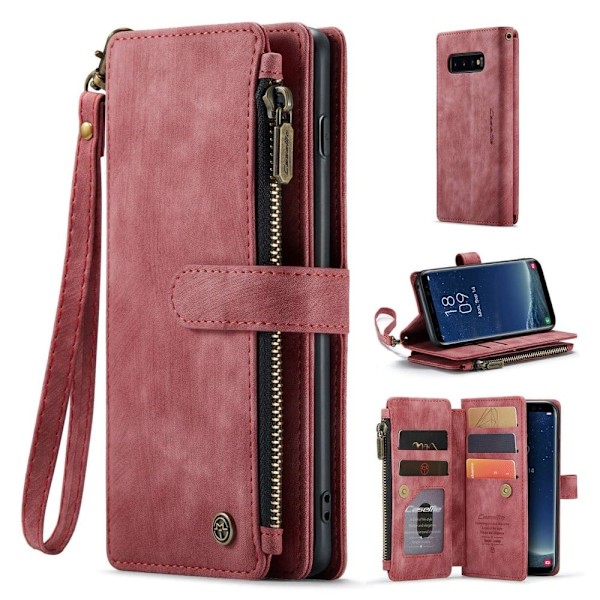 CaseMe Samsung Galaxy S10 etui med lynlås og pung - Rød Red
