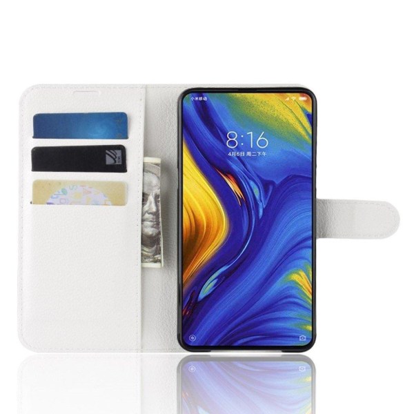 Xiaomi Mi Mix 3 Litchi läderfodral - Vit Vit