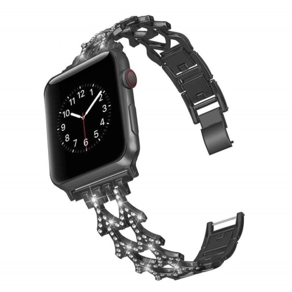 Apple Watch Series 5 40mm Rhinsten rustfrit stål Urrem - Sort Black