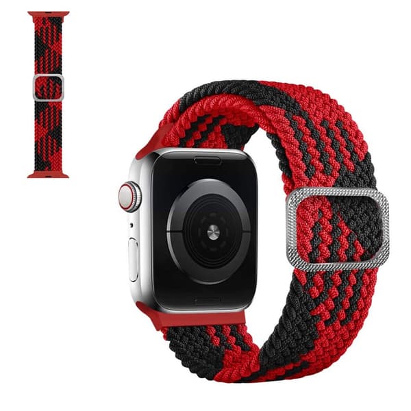Apple Watch 42mm - 44mm nylonflettet urrem - Rød Og Sort Red