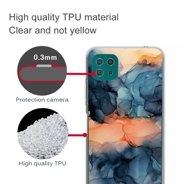 Marble design Samsung Galaxy A22 5G cover - Orange Mellem De Blå Nuancer Multicolor