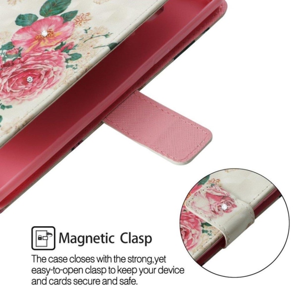 iPhone Xs Max flip cover i læder med rhinstenmønster - Vivid Flo Multicolor
