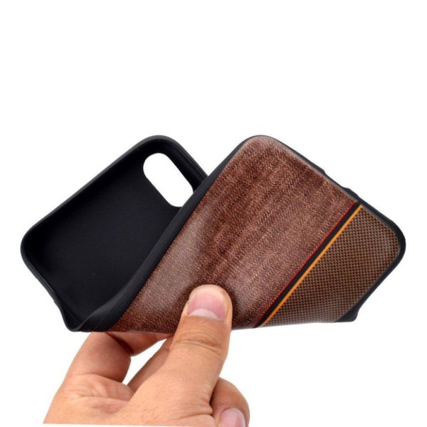 iPhone XS splejsning tekstur jeans stof etui - Kaffe Brown