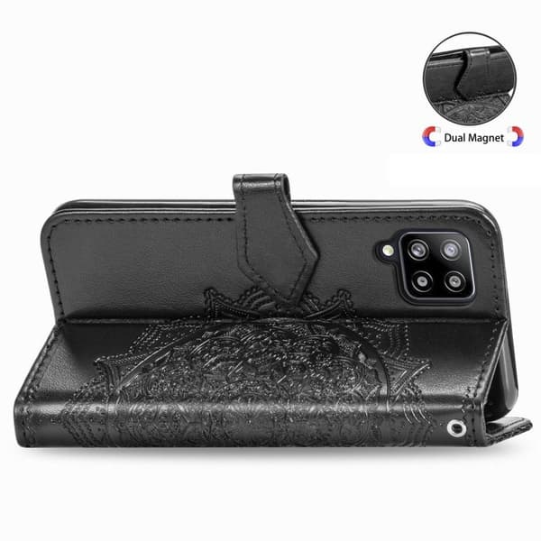 Mandala Samsung Galaxy A42 5G nahkakotelo - Musta Black