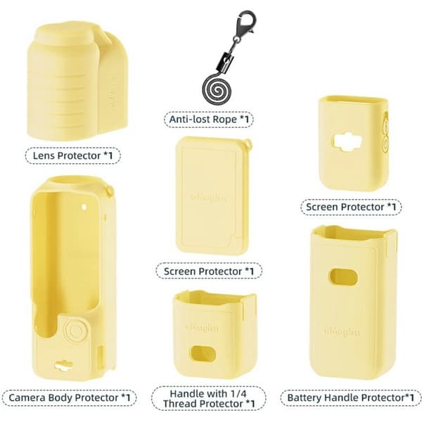 AMAGISN DJI Osmo Pocket 3 Silicone Protective Case Lens Cap Gimbal Guard Accessory - Yellow Yellow
