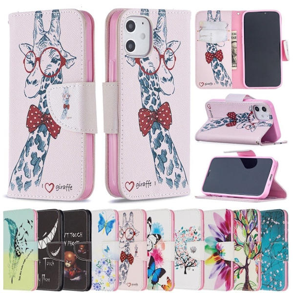 Wonderland iPhone 12 Mini Flippetui - Bedårende Sjiraff Multicolor