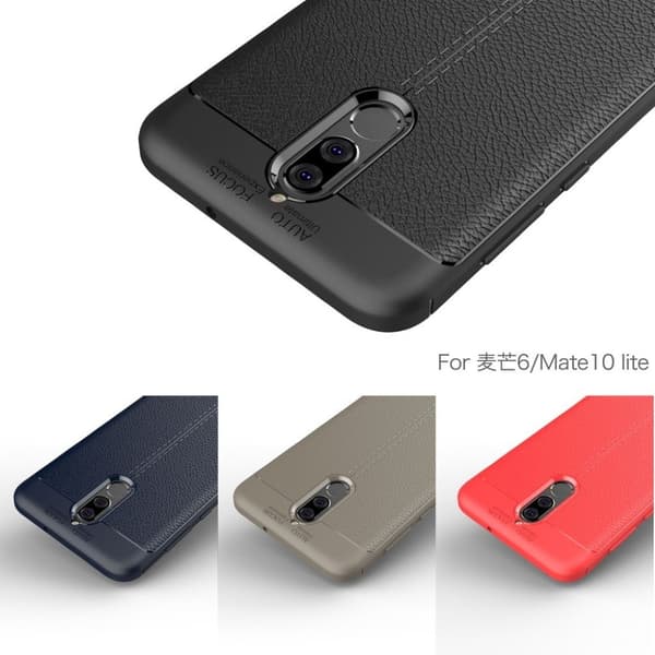 Huawei Mate 10 Lite Cover med kulfiber tekstur - Mørkeblå Blue