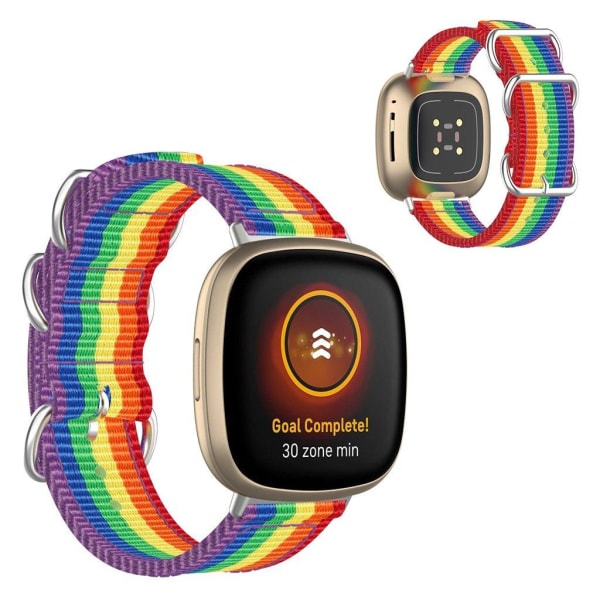 Fitbit Sense / Versa 3 nylon klockarmband - Rainbow color multifärg