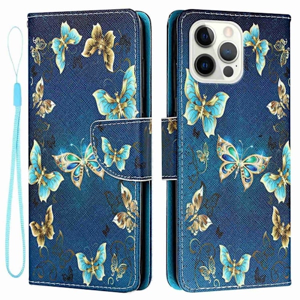 Wonderland iPhone 14 Pro Max flip etui - Smykke Sommerfugl Blue