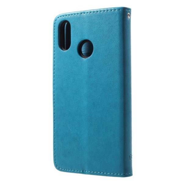 Huawei P20 Lite painettu Perhonen nahkainen suojakotelo - Sinine Blue