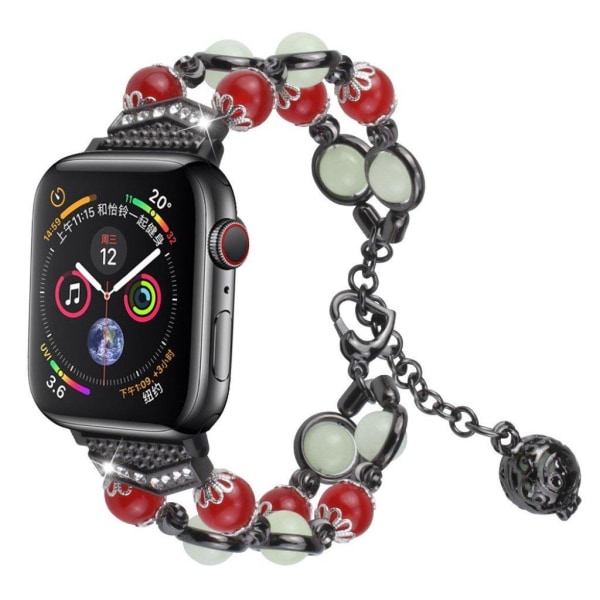 Luminous bead rustfrit stål rem til Apple Watch Series 6 / 5 44mm - rød / sort Red